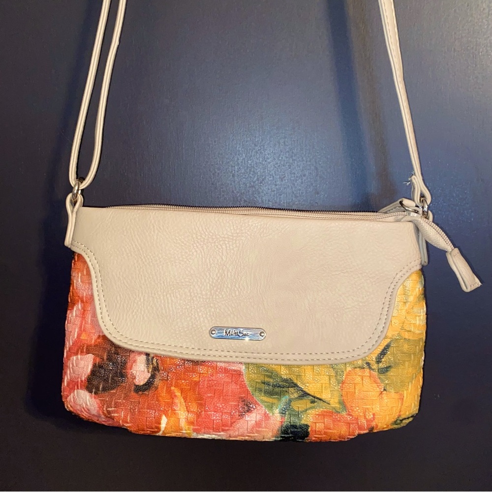 Multi sac Cream Crossbody Bag with Floral Design